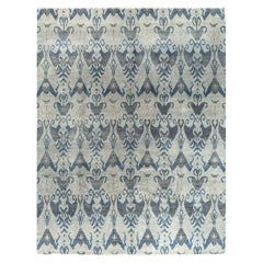 Contemporary Modern Hand Knotted Floral Wool Gray Area Rug 9
 1" x 11
 10"