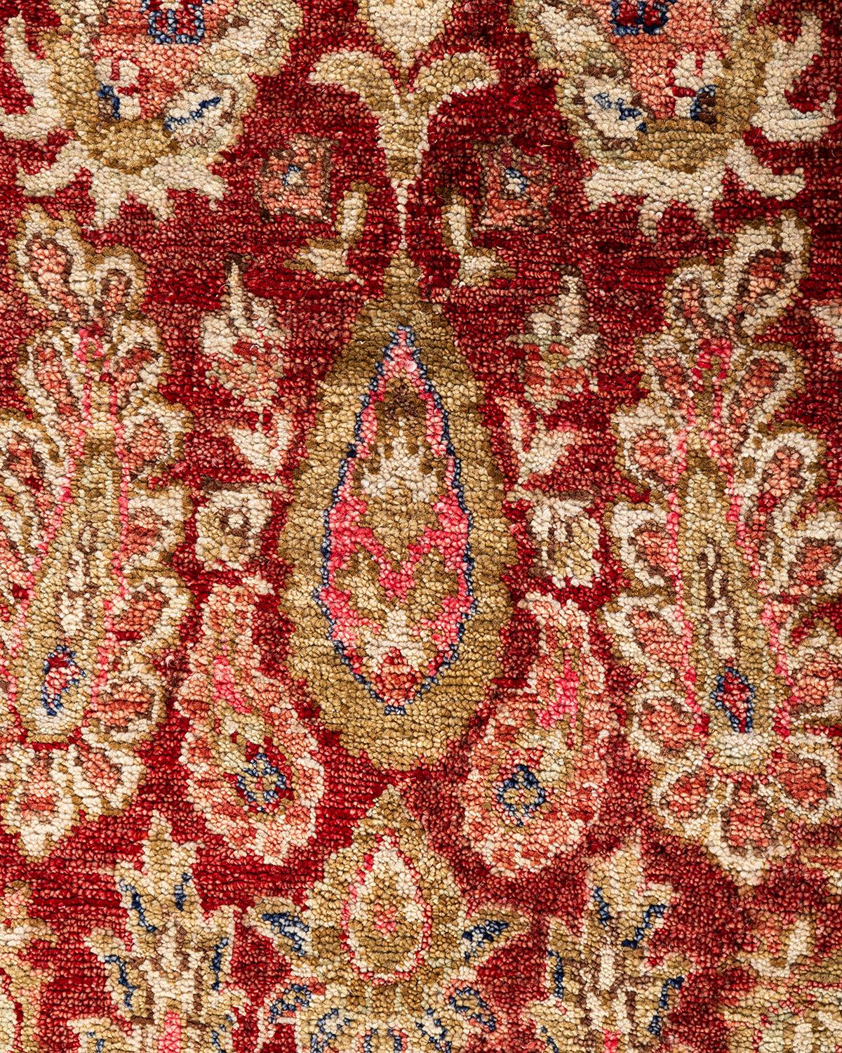 Indian Contemporary Modern Hand Knotted Floral Wool Red Area Rug 7' 10