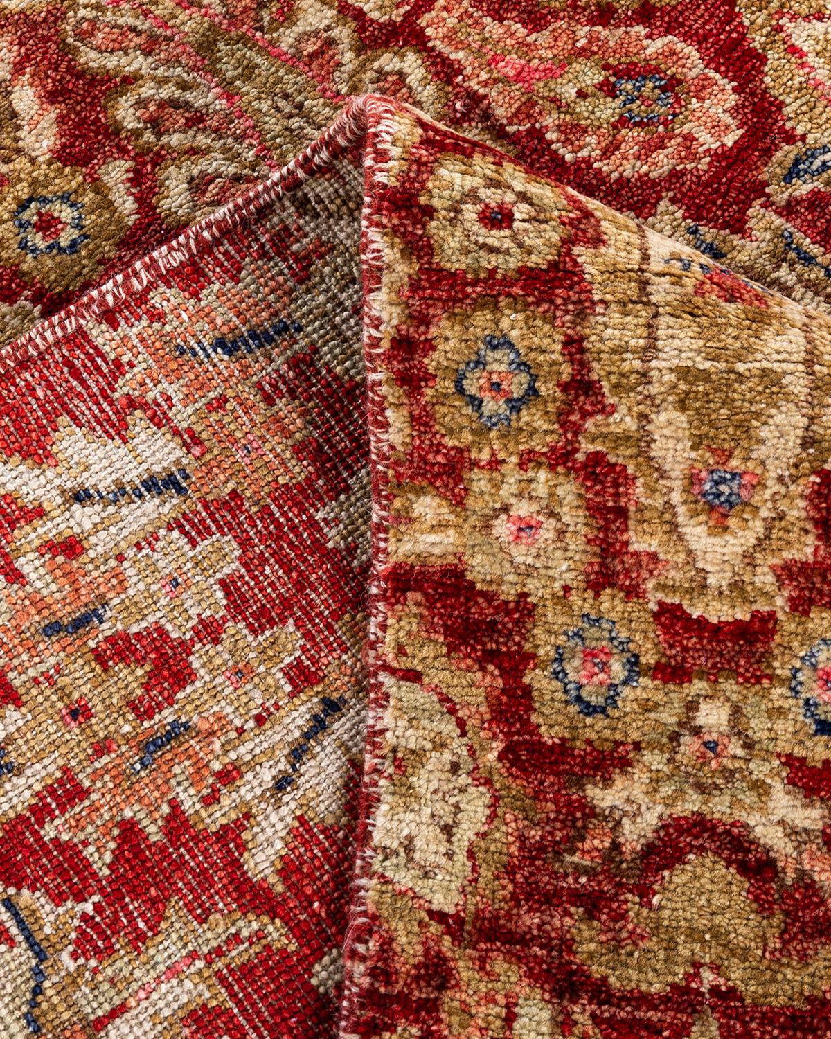 Contemporary Modern Hand Knotted Floral Wool Red Area Rug 7' 10