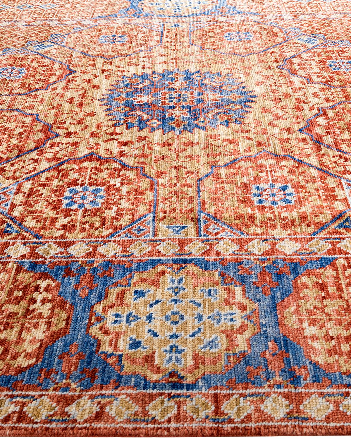 Annodato a mano Contemporary Modern Hand Knots Rugs Floral Wool Rust Area Rug 8' 1