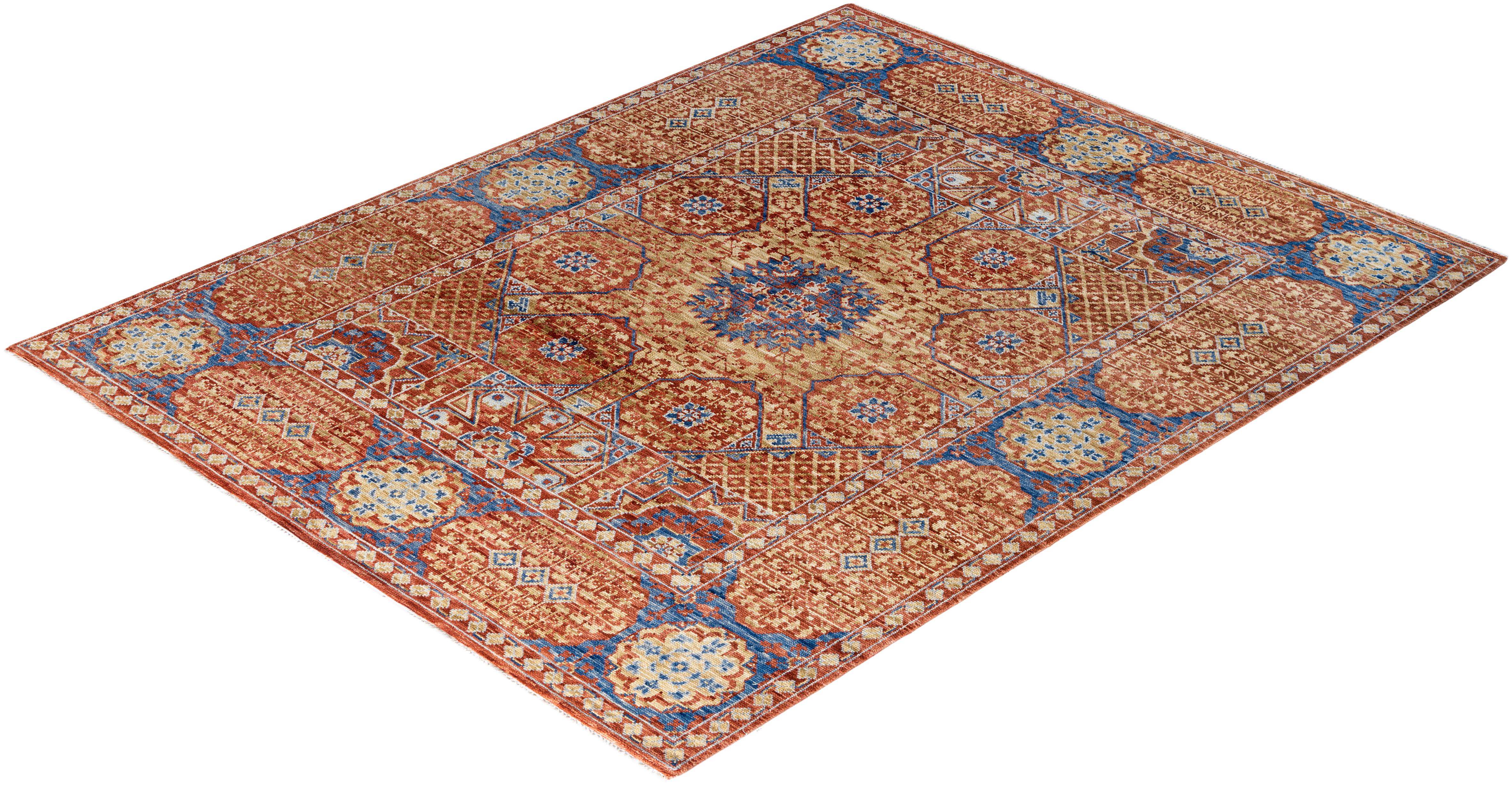 Contemporary Modern Hand Knots Rugs Floral Wool Rust Area Rug 8' 1