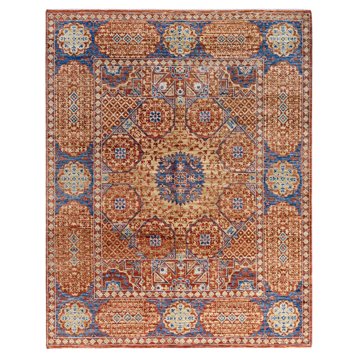 Contemporary Modern Hand Knotted Floral Wool Rust Area Rug 8' 1" x 10' 3"