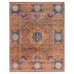 Contemporary Modern Hand Knotted Floral Wool Rust Area Rug 8' 1" x 10' 3"