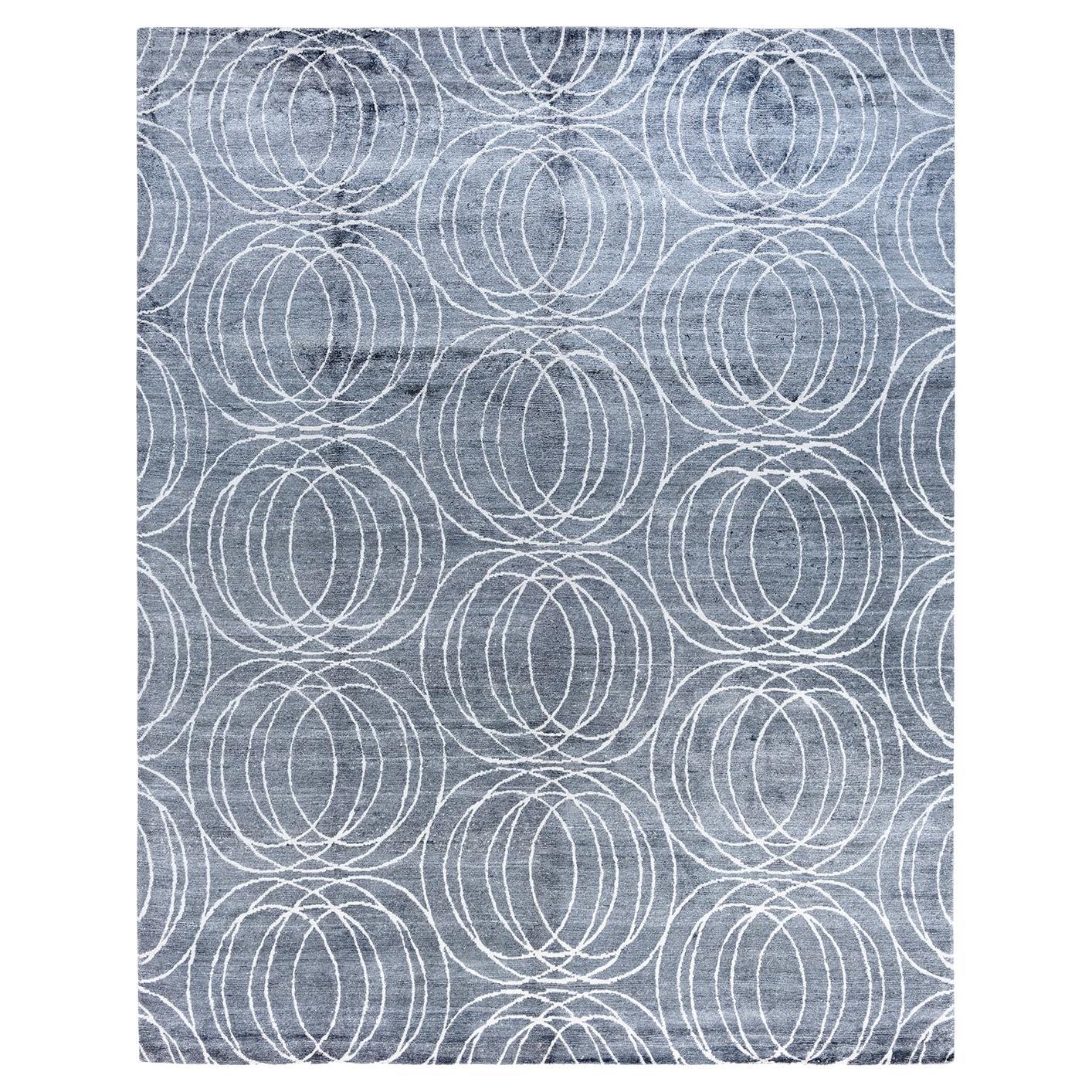 Tappeto moderno e contemporaneo in seta geometrica grigio annodato a mano 8' 0" x 10' 0"
