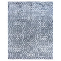 Tappeto moderno e contemporaneo in seta geometrica grigio annodato a mano 8' 0" x 10' 0"