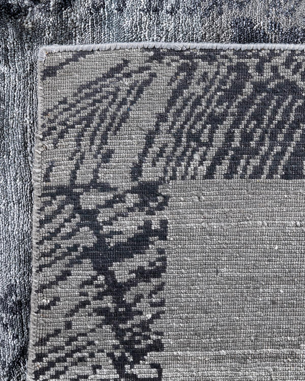 Tappeto moderno e contemporaneo in seta geometrica grigio annodato a mano 9' 2