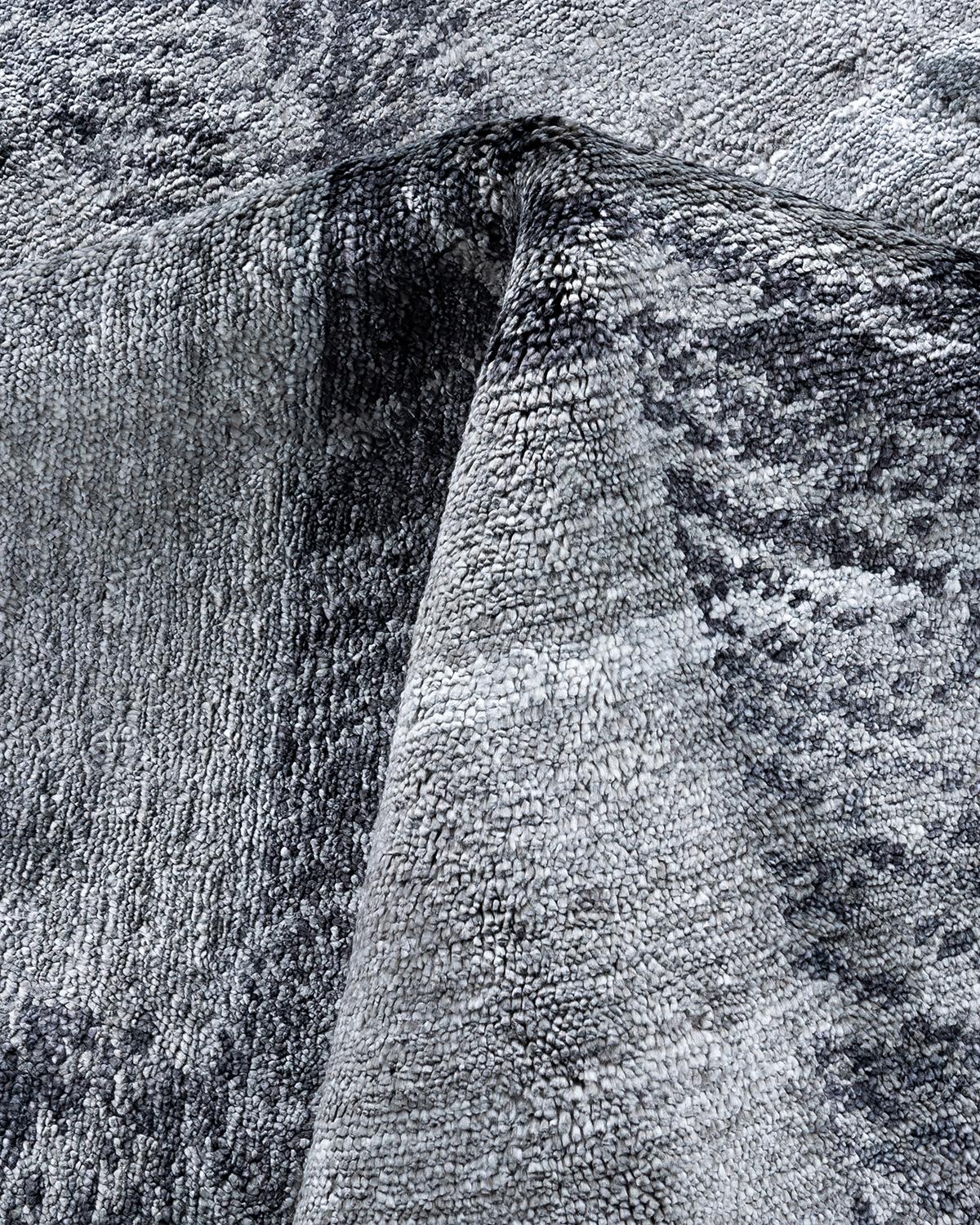 Seta Tappeto moderno e contemporaneo in seta geometrica grigio annodato a mano 9' 2