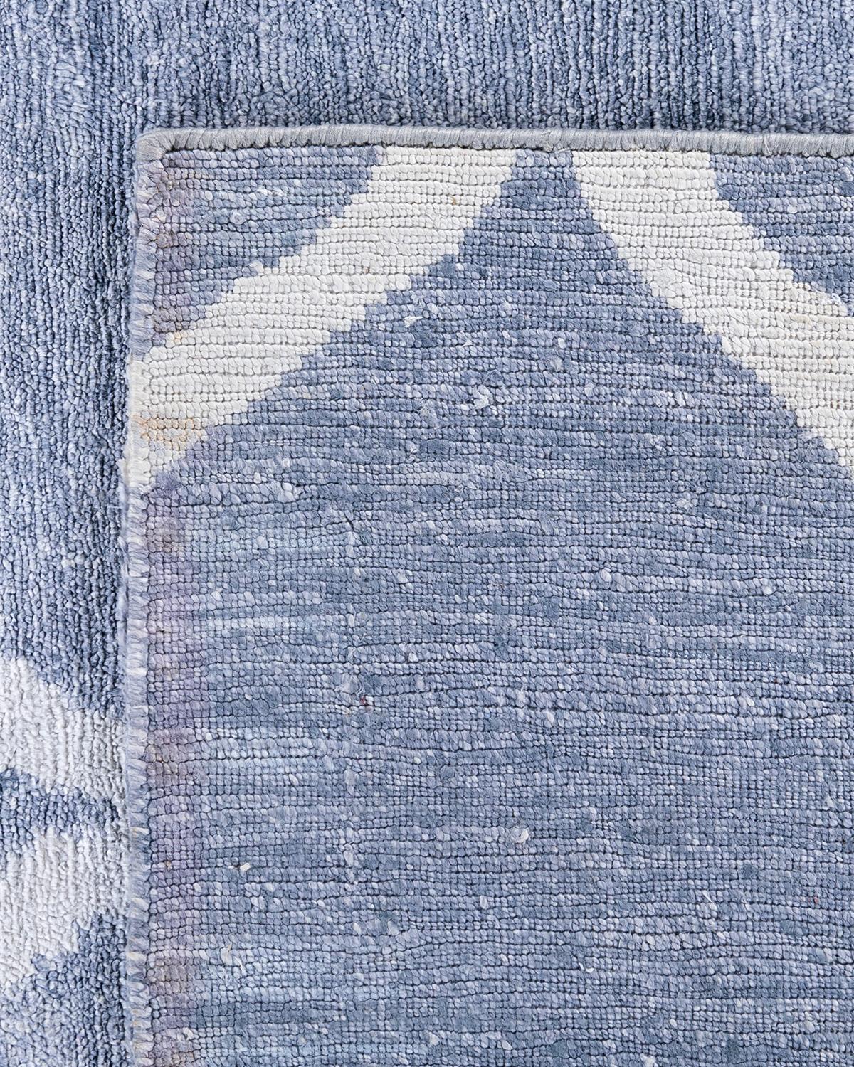 Tappeto moderno e contemporaneo in seta geometrica annodata a mano di colore grigio 9' 3