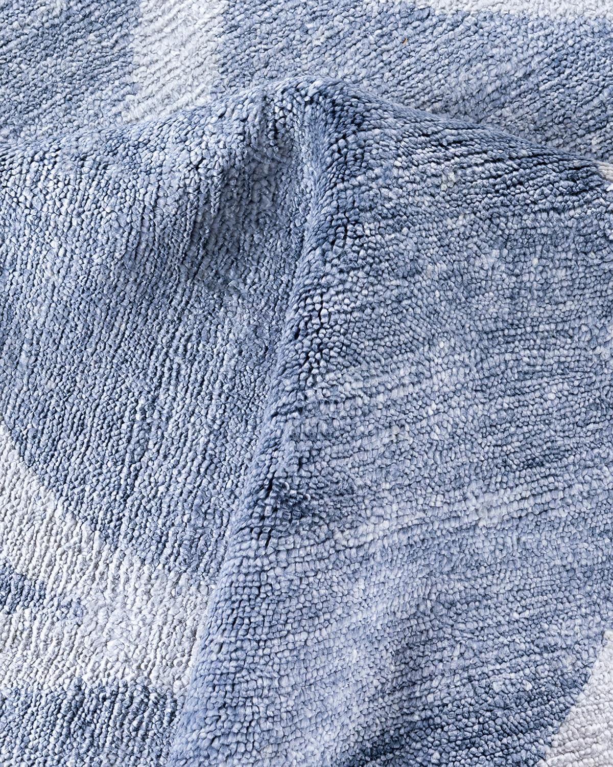 Seta Tappeto moderno e contemporaneo in seta geometrica annodata a mano di colore grigio 9' 3