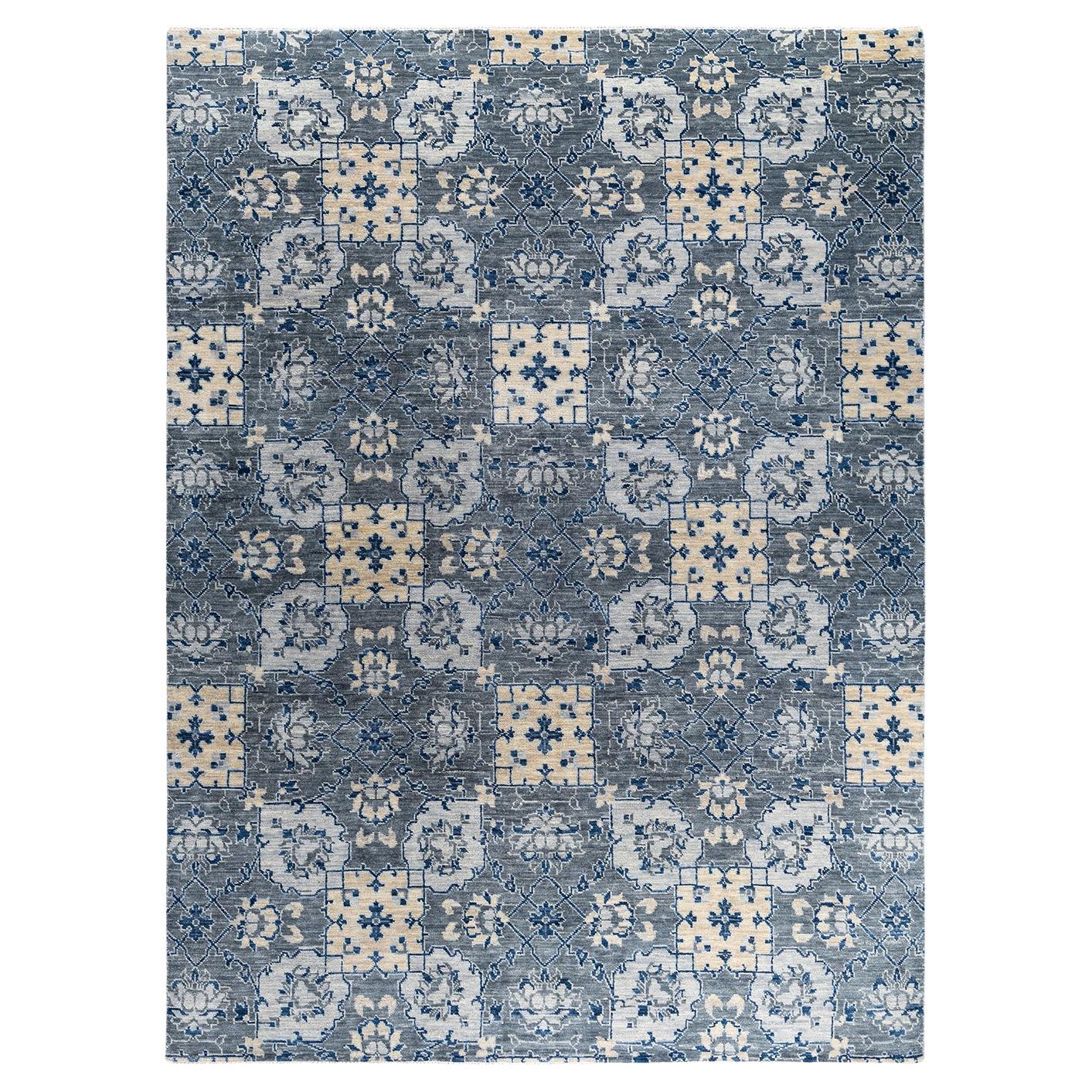 Tappeto moderno contemporaneo in lana geometrica grigio annodato a mano 9' 1" x 12' 2"
