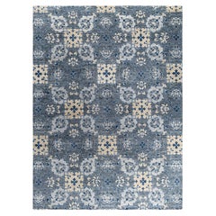 Contemporary Modern Geometric Wool Gray Area Rug 9' 1" x 12' 2" (tapis de sol géométrique en laine nouée à la main)