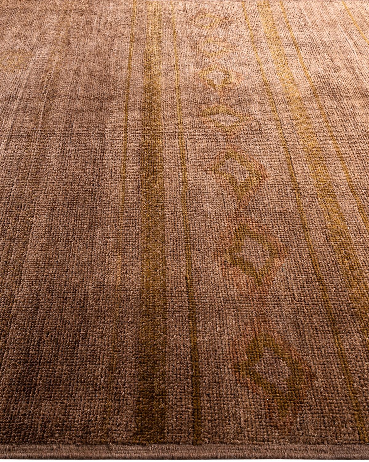 Tapis Contemporary Modernity en laine beige nouée à la main 6' 0