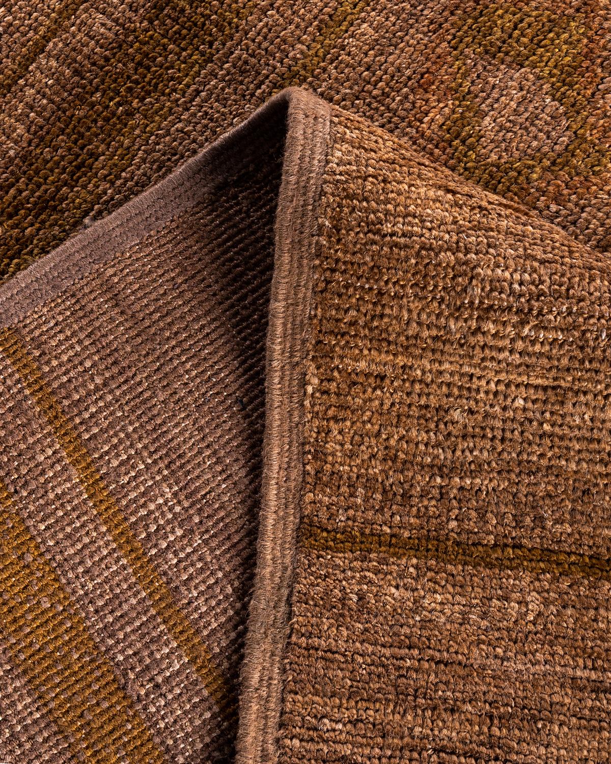 Laine Tapis Contemporary Modernity en laine beige nouée à la main 6' 0