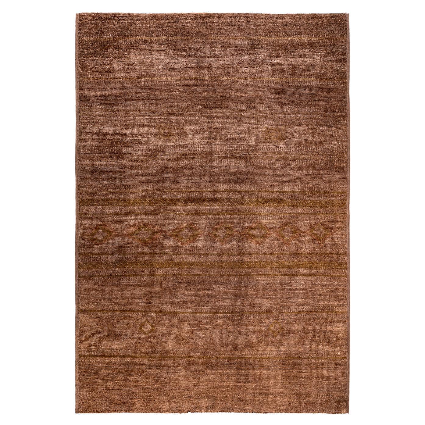 Tapis Contemporary Modernity en laine beige nouée à la main 6' 0" x 8' 10" en vente
