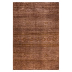 Contemporary Modern Hand Knotted Wool Beige Area Rug 6' 0" x 8' 10"