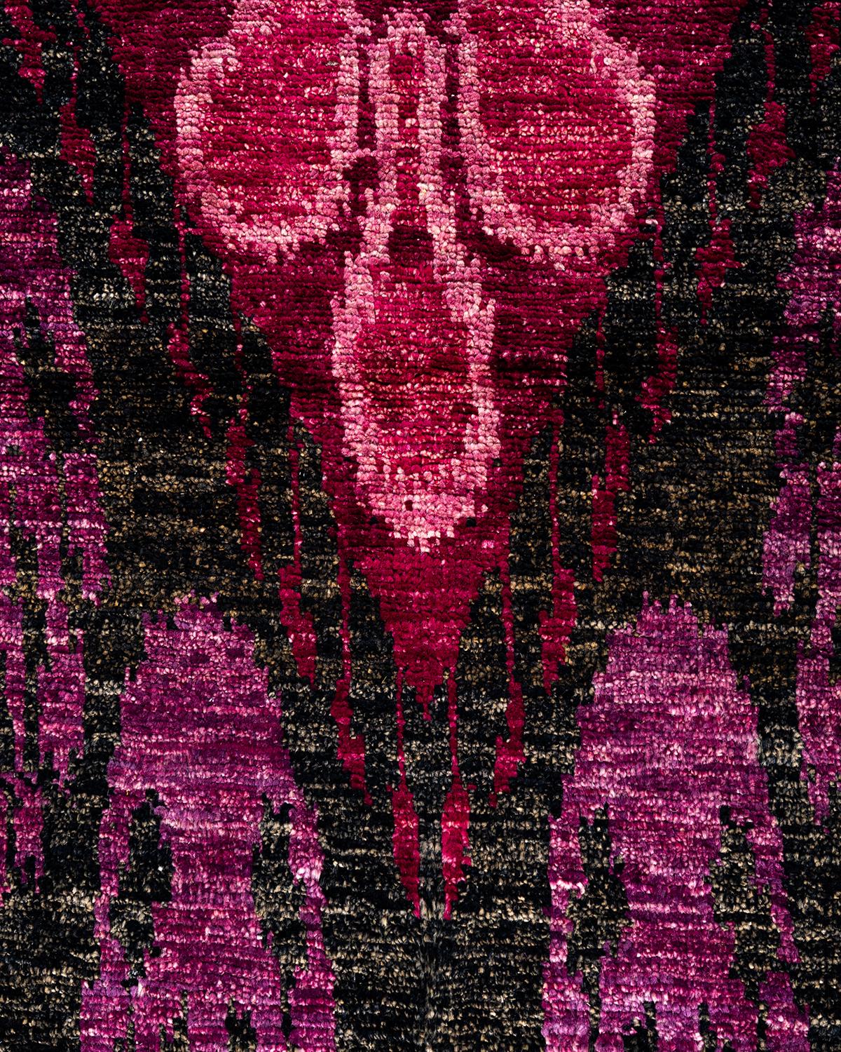 Pakistanais Tapis de sol contemporain moderne en laine nouée à la main, noir en vente