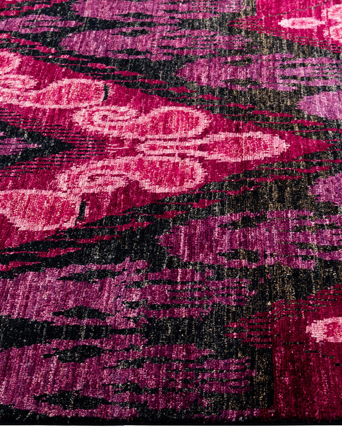 Contemporary Modern Handknotted Wool Black Area Rug  im Zustand „Neu“ im Angebot in Norwalk, CT