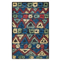 Contemporary Modern Handknotted Wool Black Area Rug