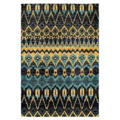 Contemporary Modern Hand Knotted Wool Black Area Rug