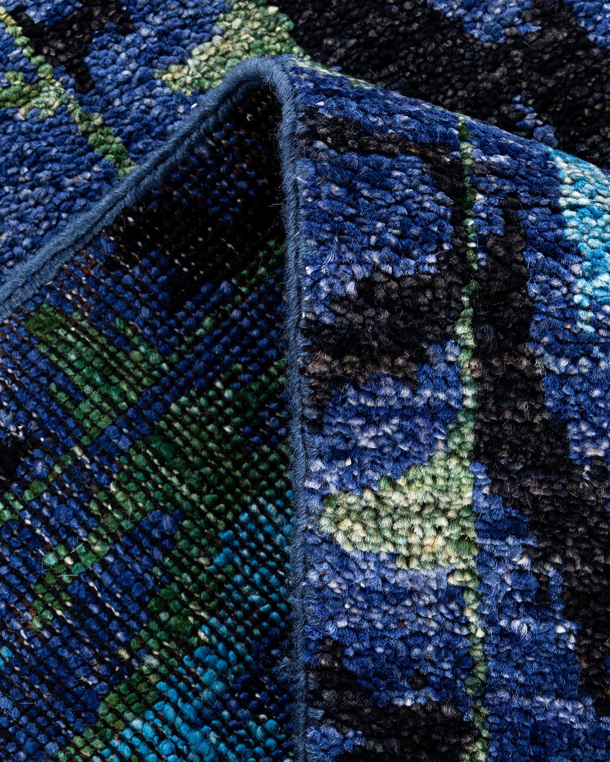 Lana Runner moderno e contemporaneo in lana annodata a mano di colore nero in vendita