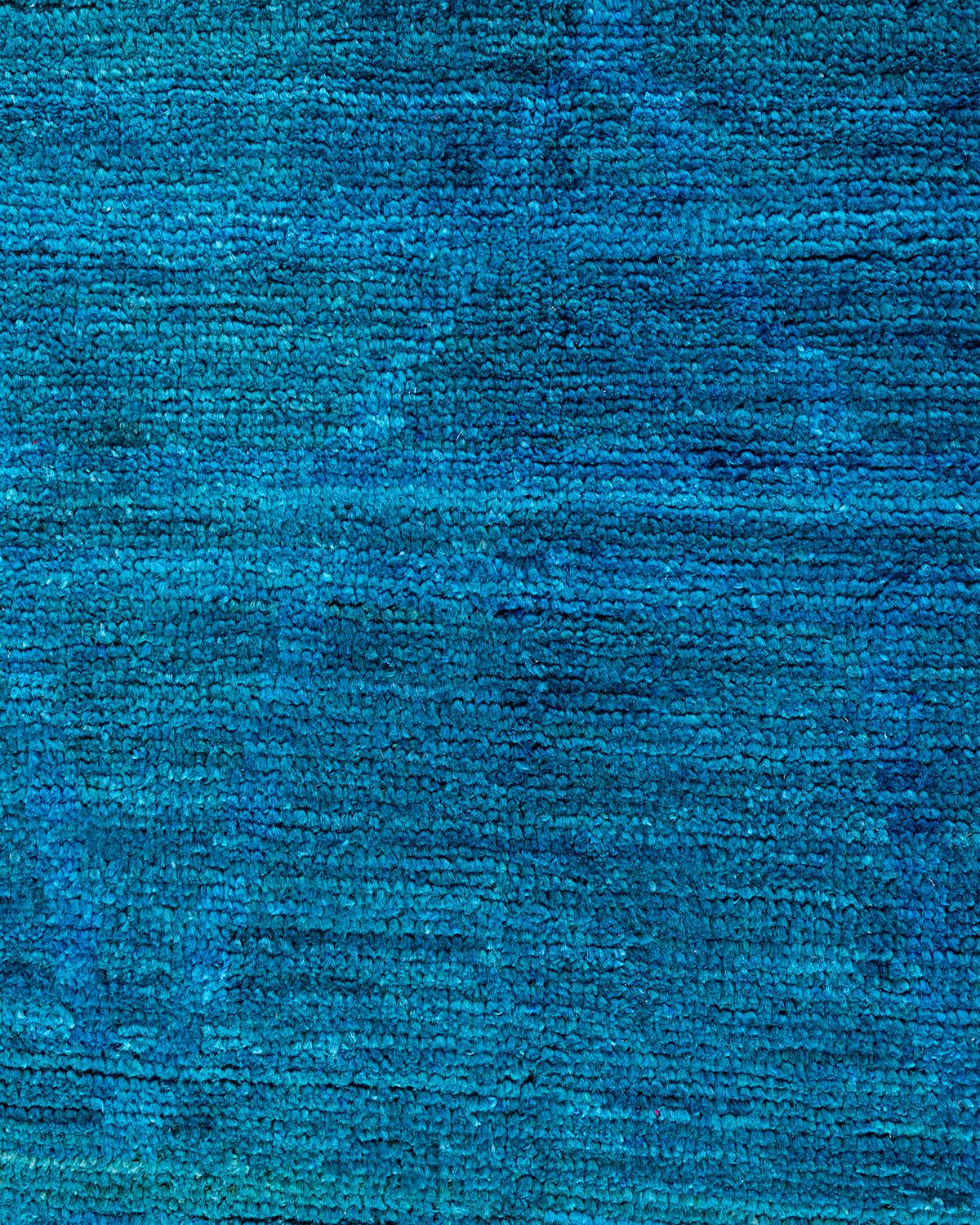 Contemporary Modern Handknotted Wool Blue Area Rug (Pakistanisch) im Angebot