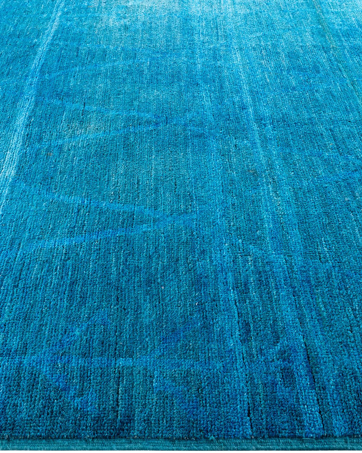 Contemporary Modern Handknotted Wool Blue Area Rug im Zustand „Neu“ im Angebot in Norwalk, CT