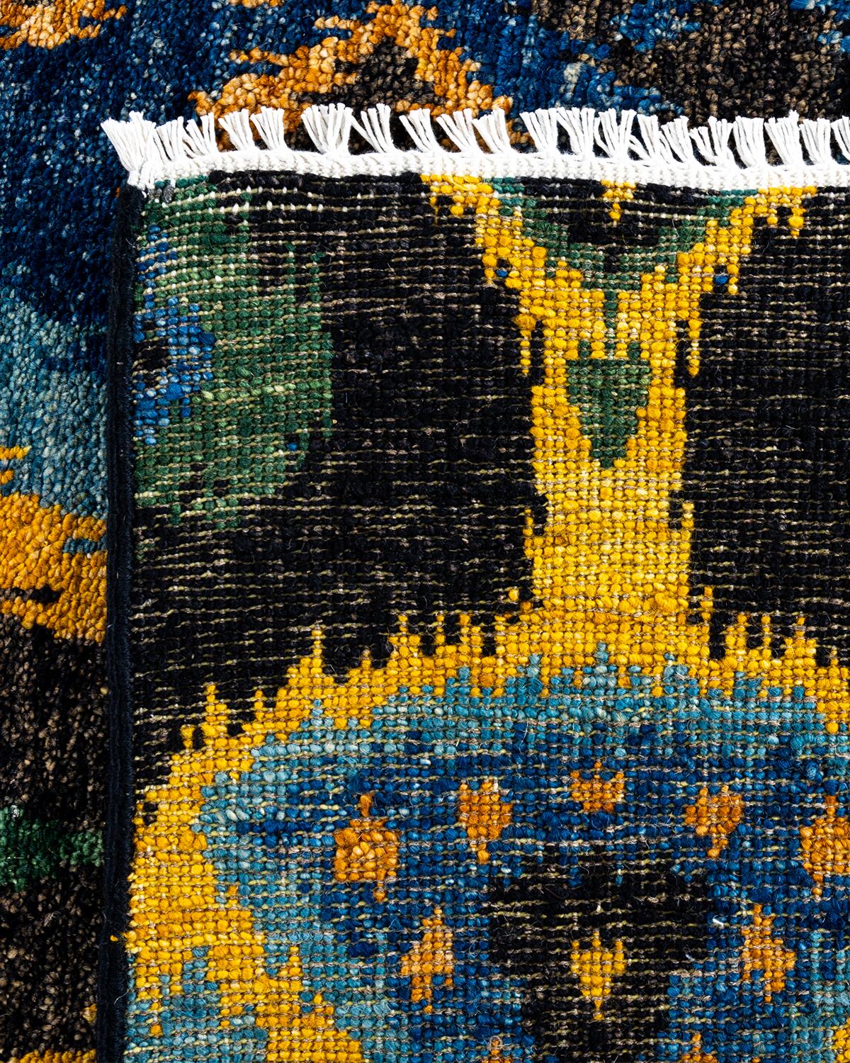 Contemporary Modern Handknotted Wool Blue Area Rug  (21. Jahrhundert und zeitgenössisch) im Angebot