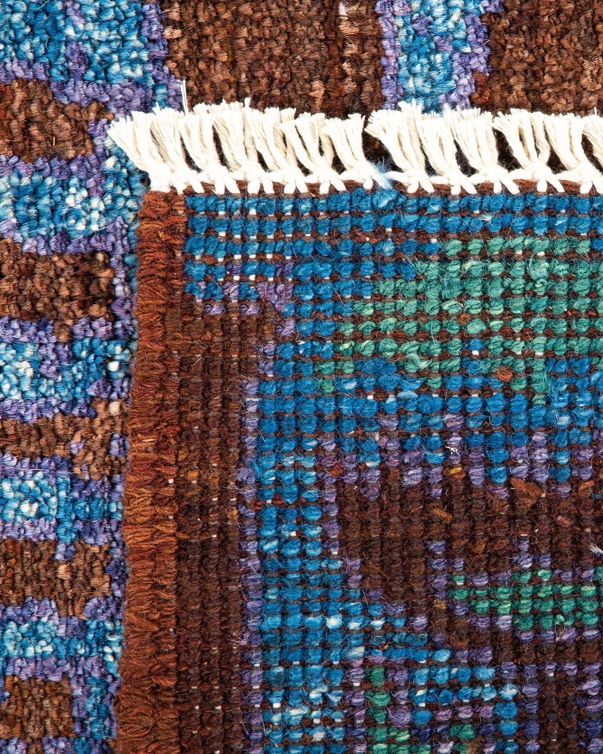 XXIe siècle et contemporain Tapis de sol contemporain moderne en laine nouée à la main Brown en vente