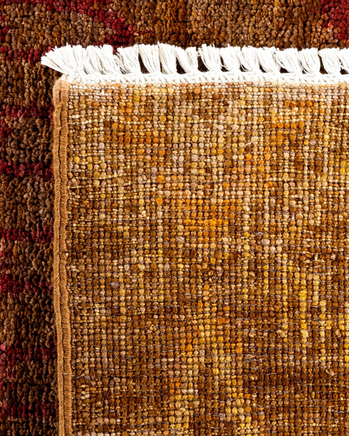Contemporary Modern Hand Knotted Wool Brown Area Rug (21. Jahrhundert und zeitgenössisch) im Angebot