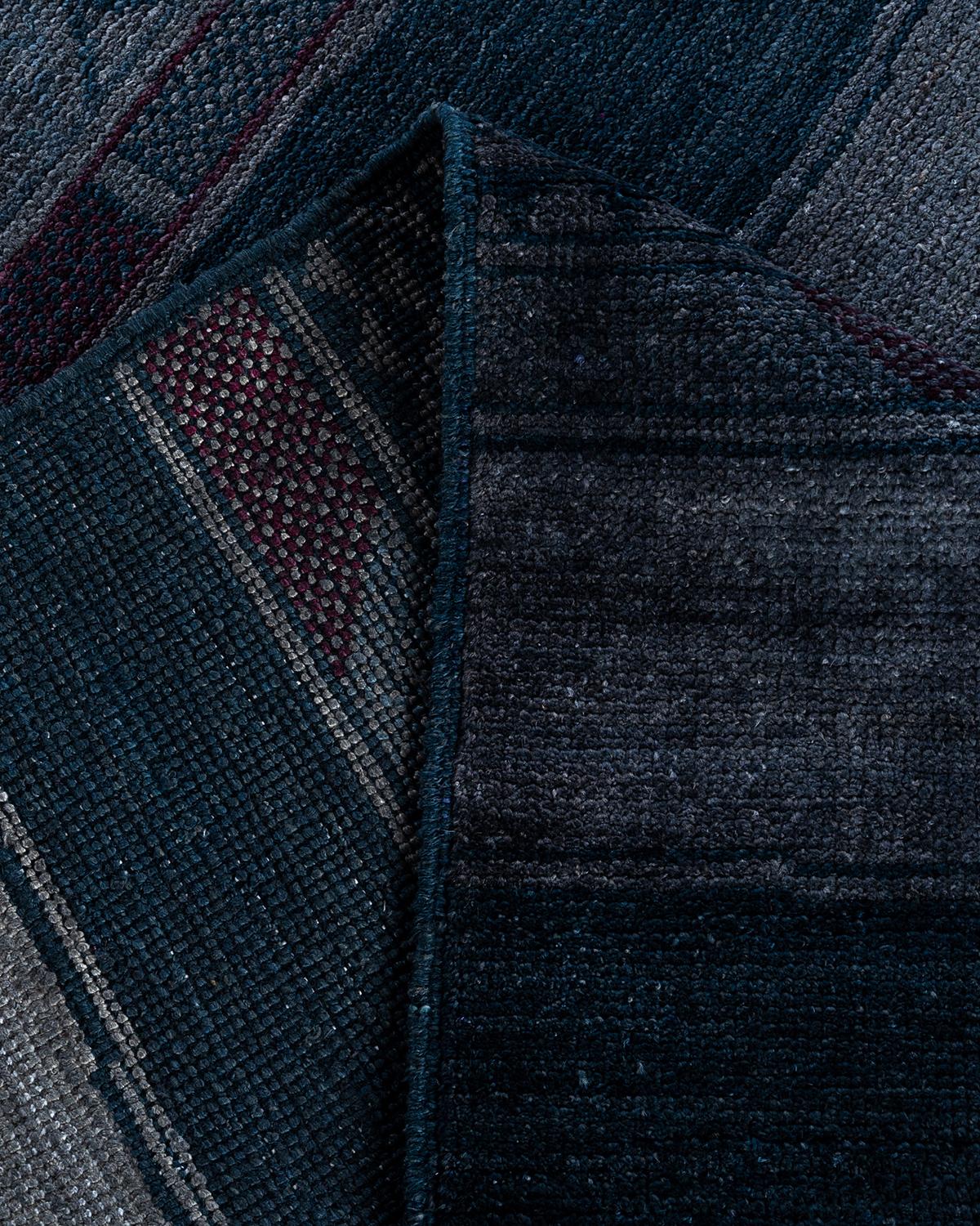 Alfombra moderna contemporánea de lana anudada a mano gris Lana en venta
