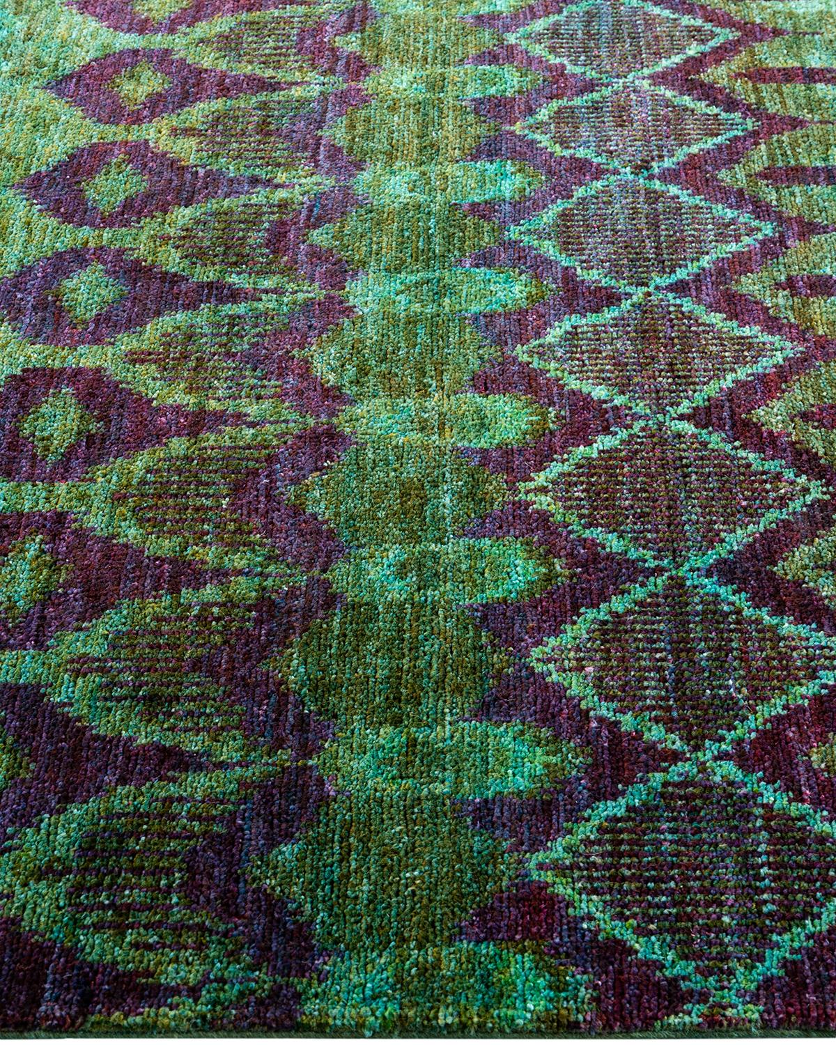 Contemporary Modern Handknotted Wool Green Area Rug im Zustand „Neu“ im Angebot in Norwalk, CT