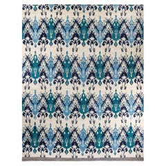 Contemporary Modern Hand Knotted Wool Ivory Area Rug
