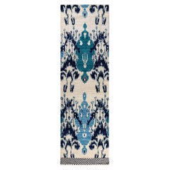 Contemporary Modern Hand Knotted Wool Ivory Runner