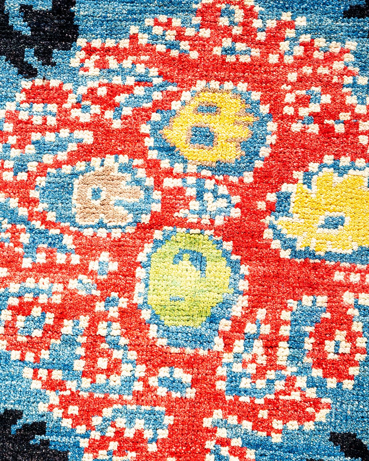 Pakistanais Tapis d'extérieur contemporain moderne en laine nouée à la main, bleu clair en vente