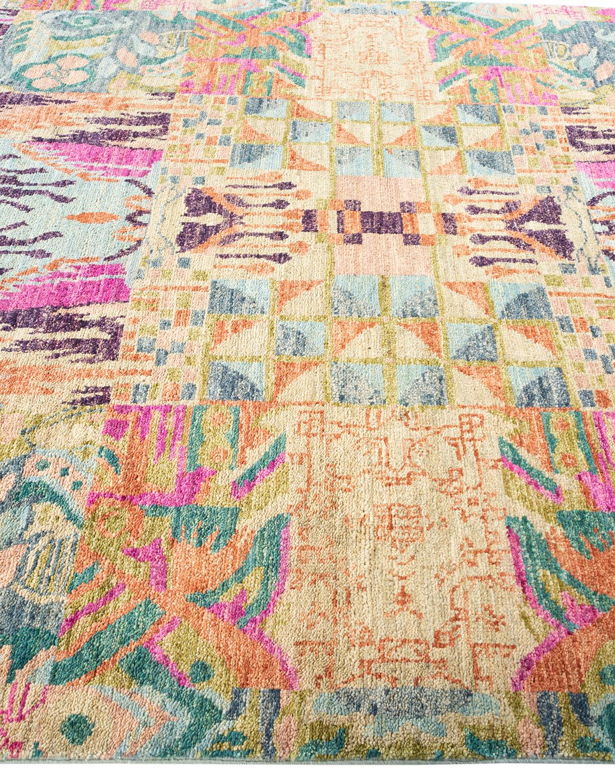 Contemporary Modern Hand Knotted Wool Light Blue Area Rug  In New Condition For Sale In Norwalk, CT