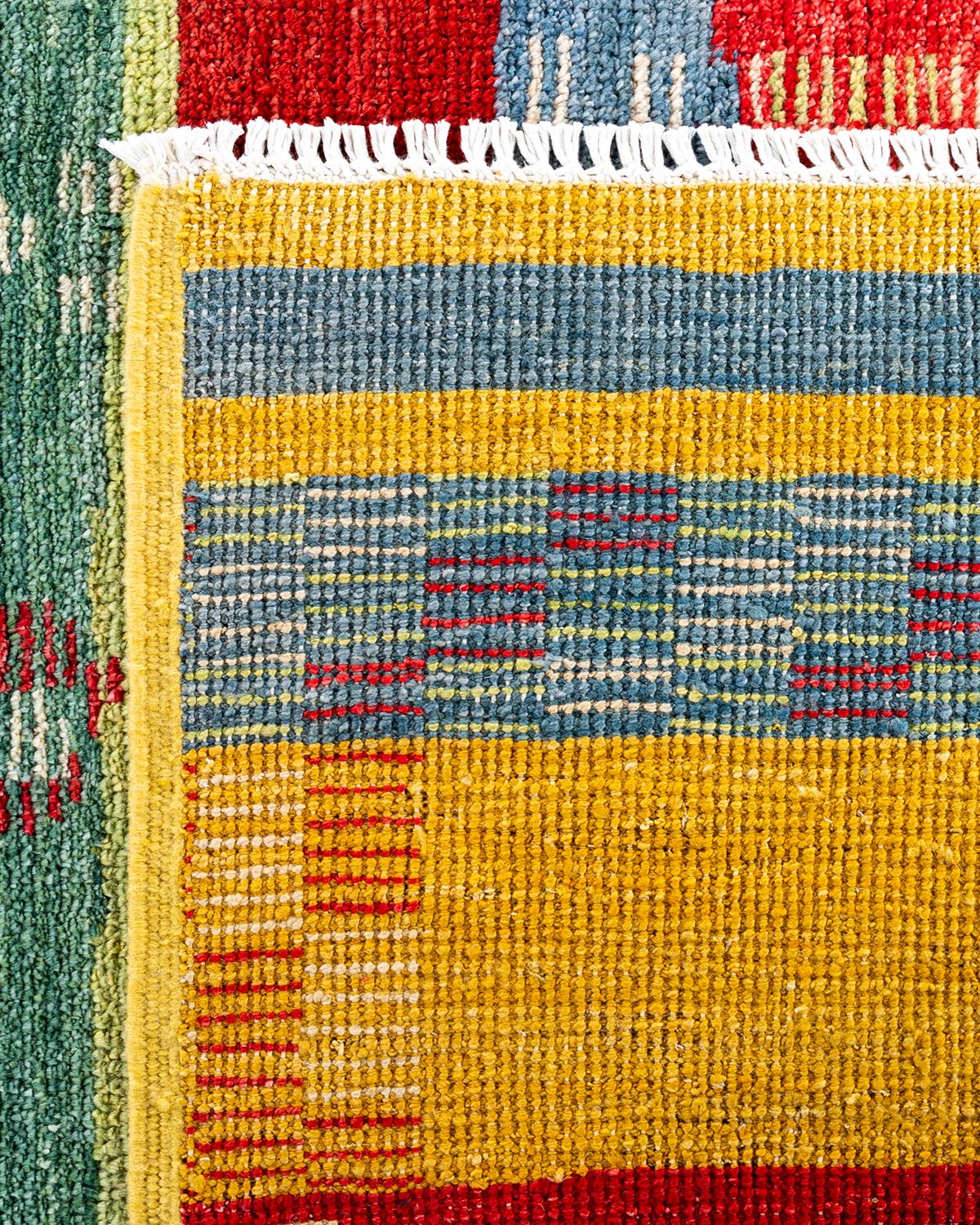Contemporary Modern Handknotted Wool Multi Area Rug  (21. Jahrhundert und zeitgenössisch) im Angebot