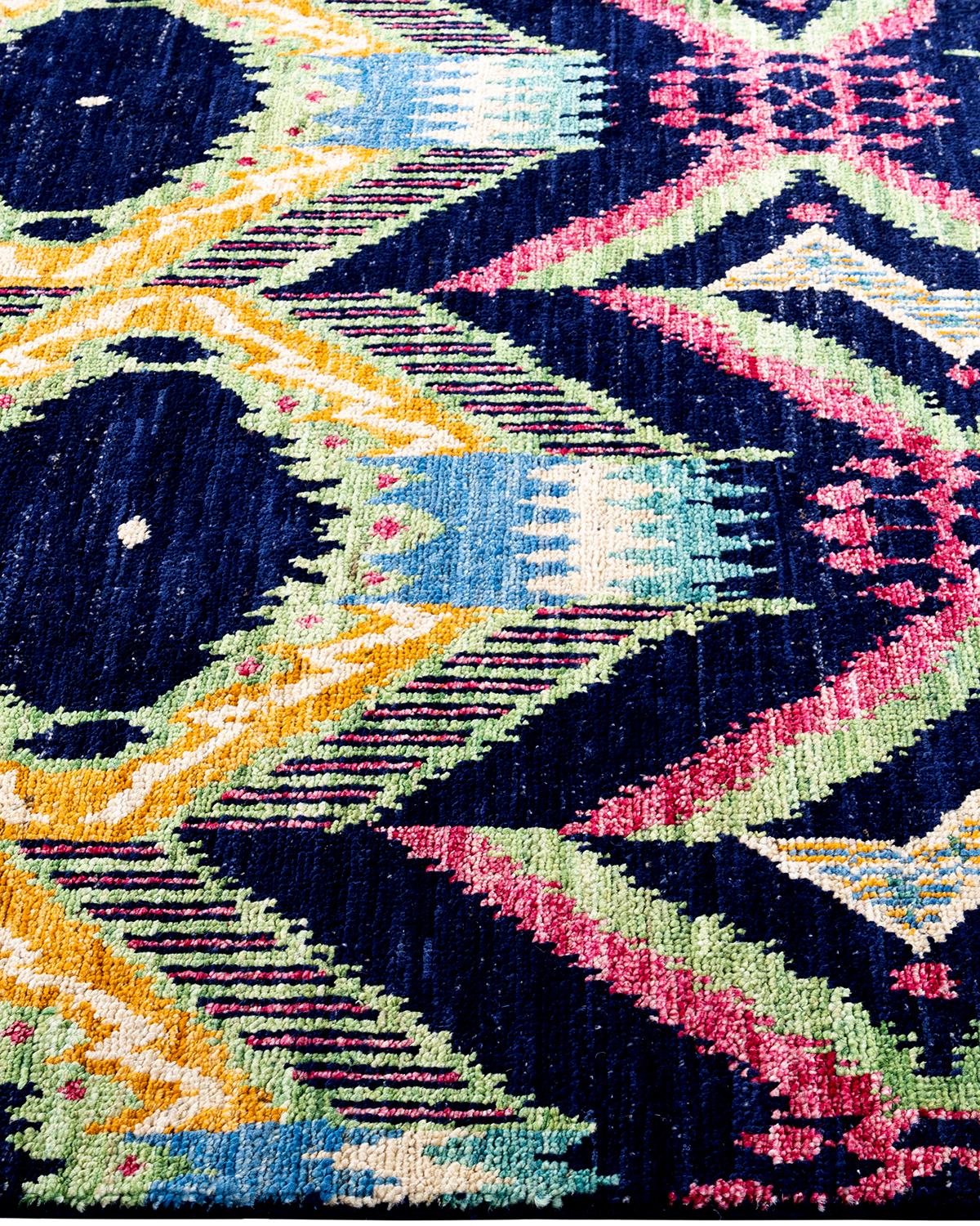 Contemporary Modern Hand Knotted Wool Navy Area Rug  In New Condition For Sale In Norwalk, CT