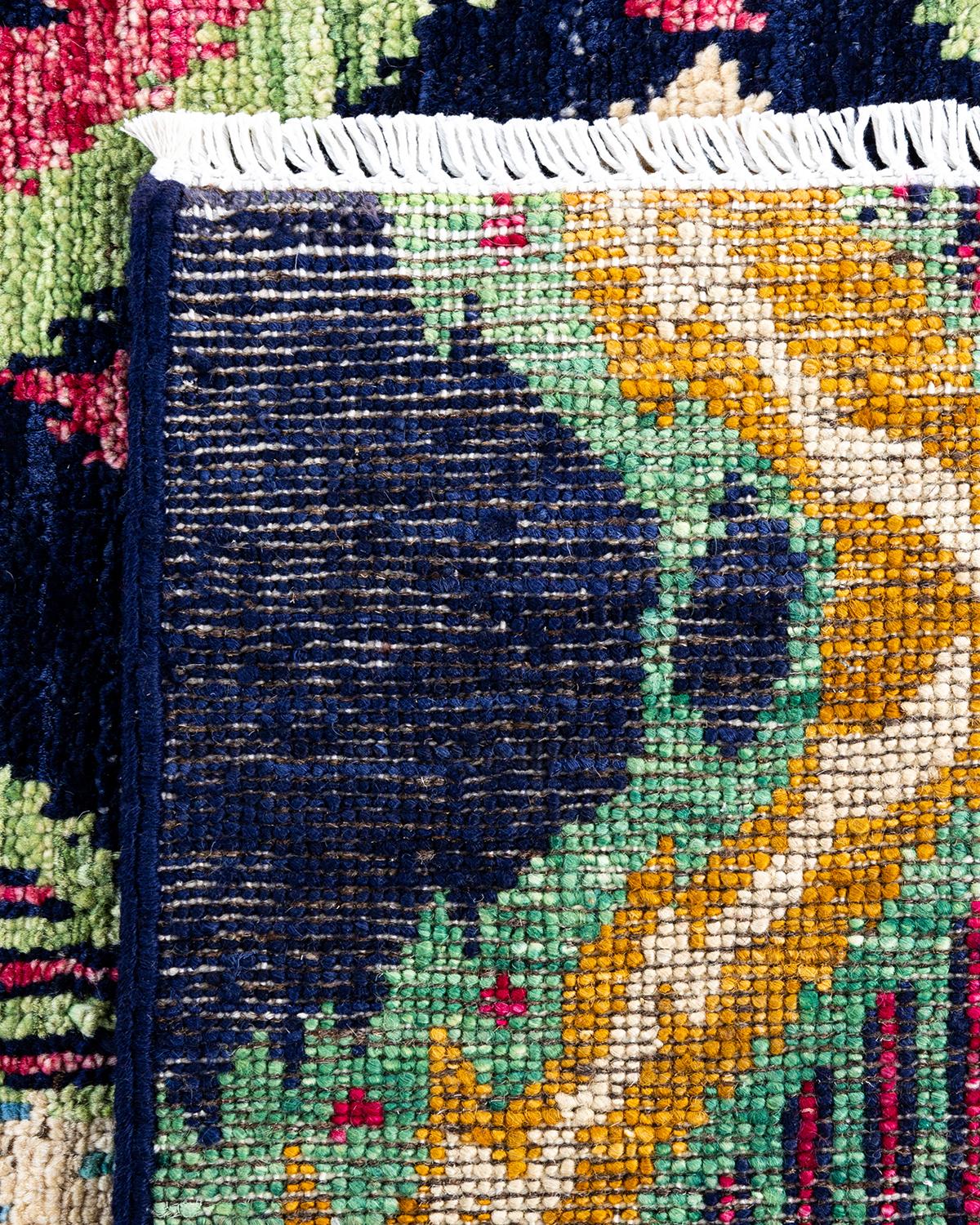 Contemporary Modern Handknotted Wool Navy Area Rug  (21. Jahrhundert und zeitgenössisch) im Angebot