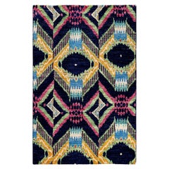 Contemporary Modern Hand Knotted Wool Navy Area Rug 