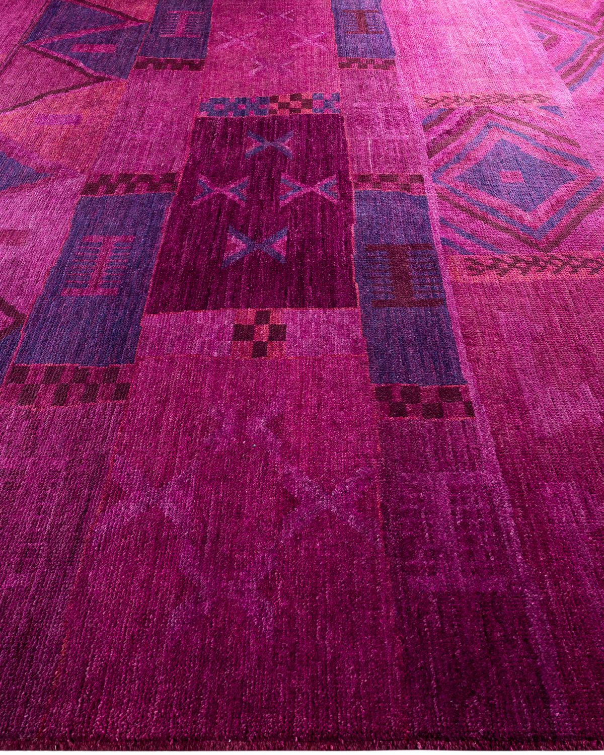 Tapis de sol contemporain moderne en laine nouée à la main, de couleur rose Neuf - En vente à Norwalk, CT
