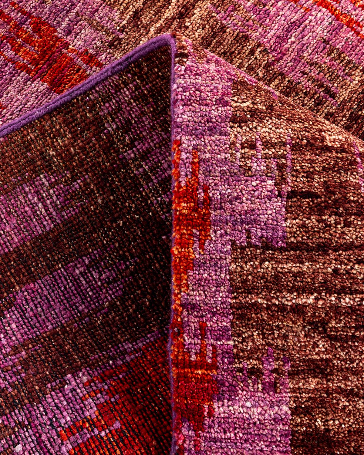 Alfombra moderna contemporánea de lana anudada a mano rosa Lana en venta