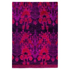 Contemporary Modern Hand Knotted Wool Purple Area Rug 4' 2" x 5' 10"