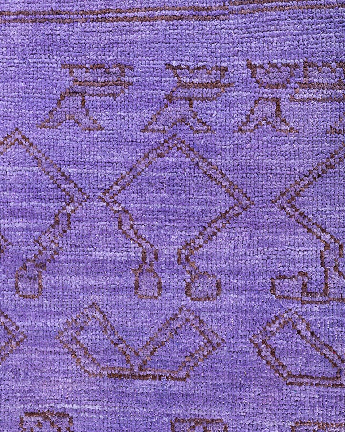 Contemporary Modern Hand Knotted Wool Purple Area Rug (Pakistanisch) im Angebot