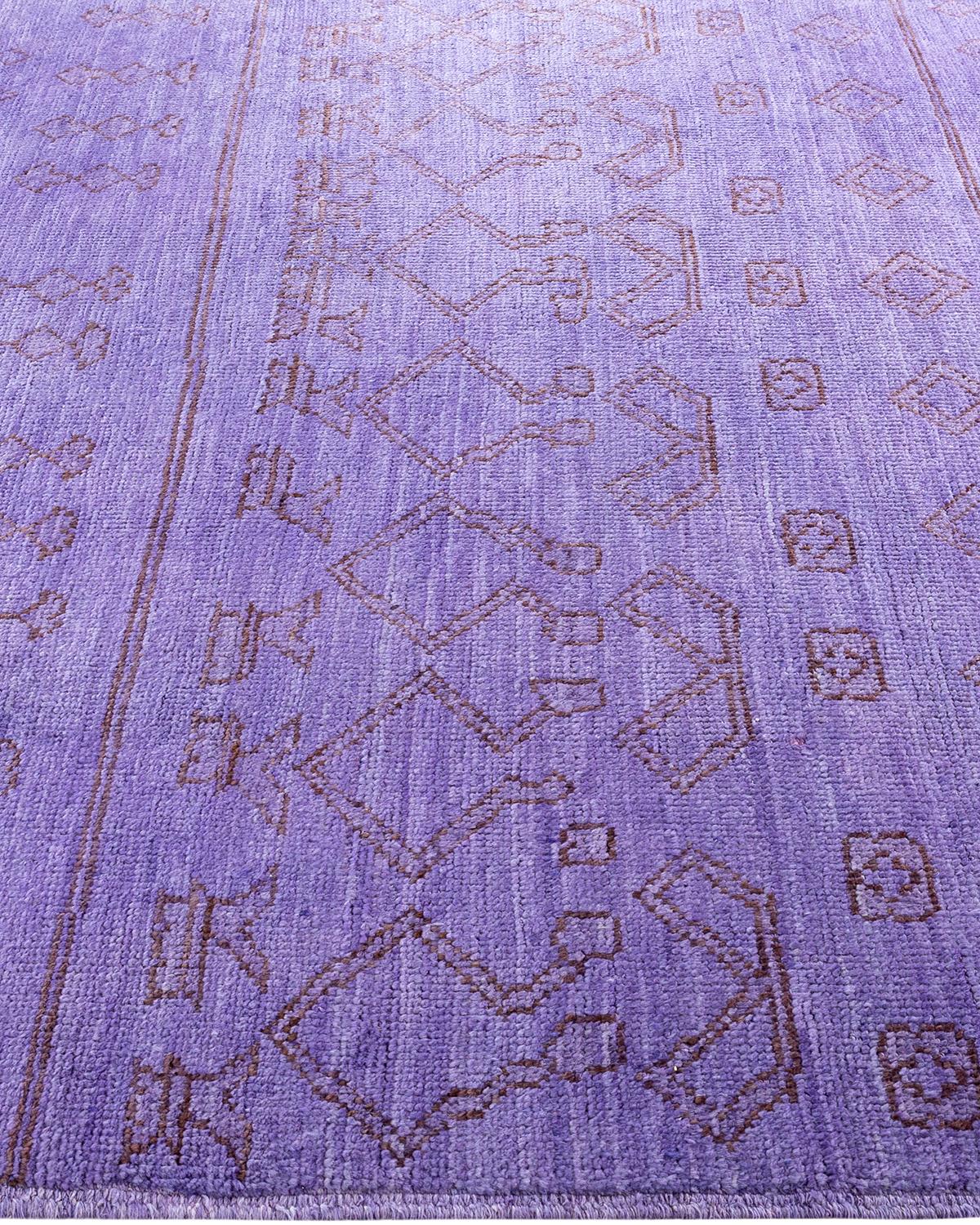 Contemporary Modern Hand Knotted Wool Purple Area Rug In New Condition For Sale In Norwalk, CT