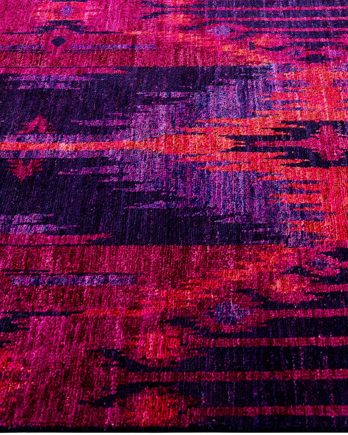 Contemporary Modern Hand Knotted Wool Purple Area Rug  In New Condition For Sale In Norwalk, CT