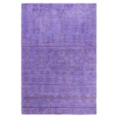 Contemporary Modern Hand Knotted Wool Purple Area Rug