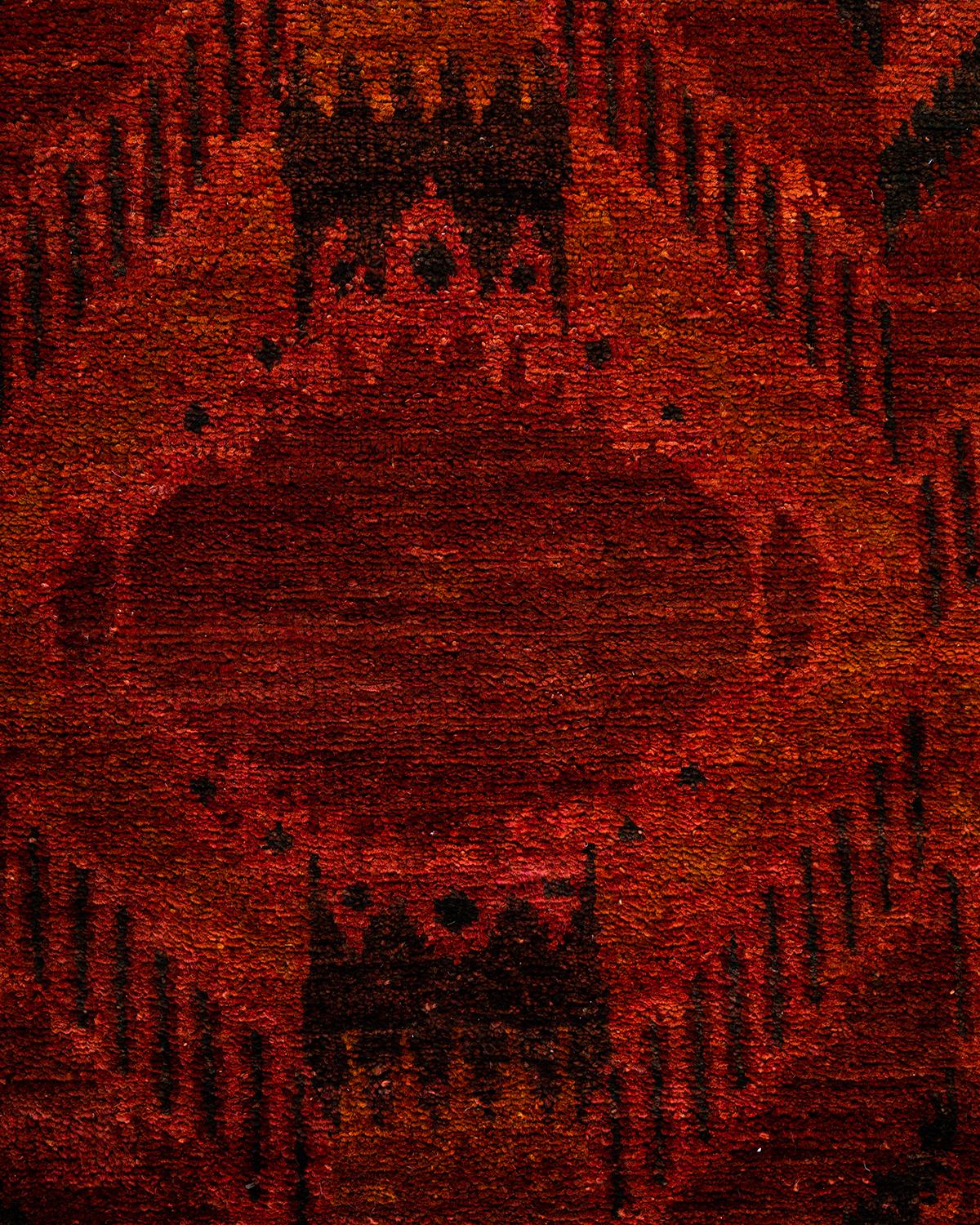 Pakistano Contemporary Modern Hand Knots Rugs Red Area Rug Rugged 4' 1