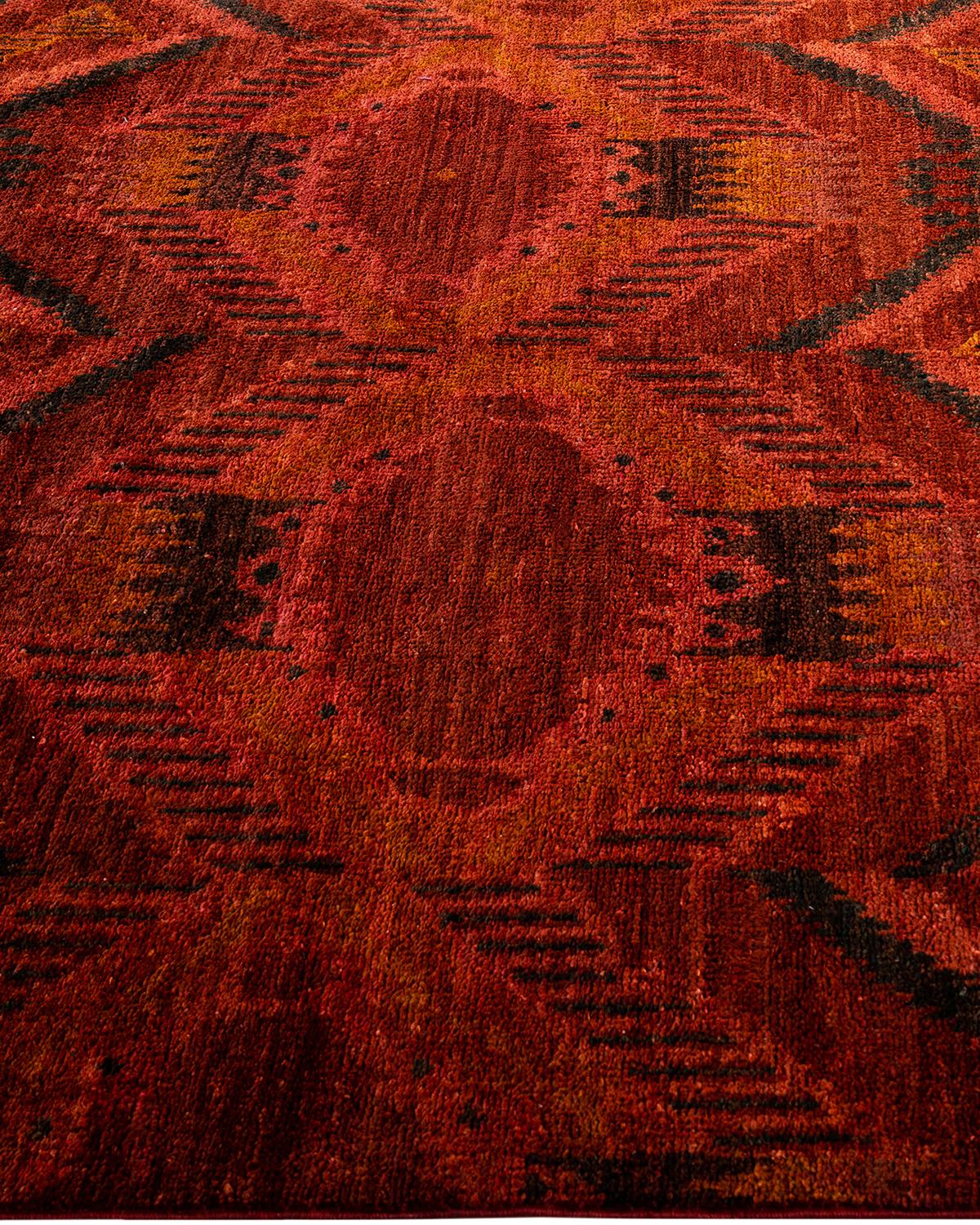 Contemporary Modern Hand Knots Rugs Red Area Rug Rugged 4' 1