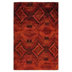 Tapis Contemporary Modernity en laine nouée à la main rouge 4' 1" x 6' 1"