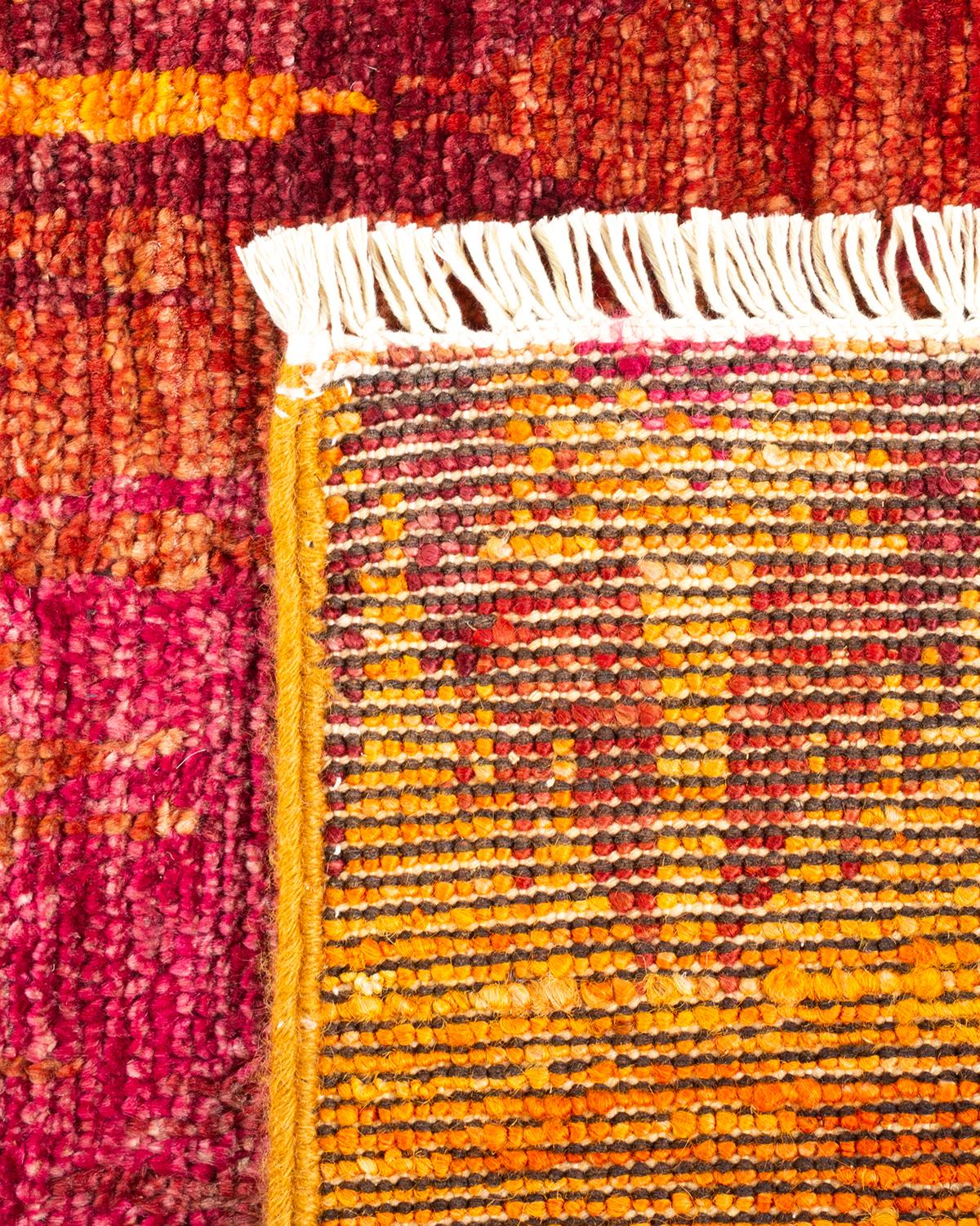 Contemporary Modern Handknotted Wool Red Area Rug (21. Jahrhundert und zeitgenössisch) im Angebot
